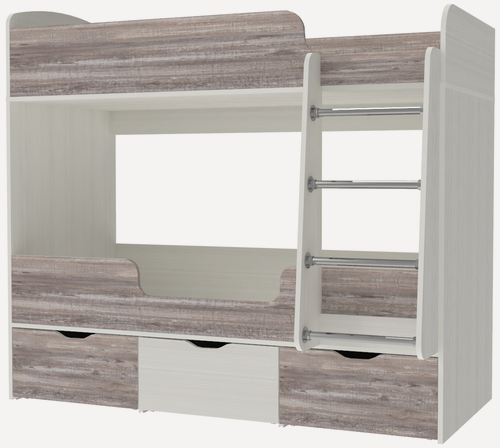 Изображение товара Кровать двухъярусная Малыш Двойняшка 70х160 Белое Дерево Бетон