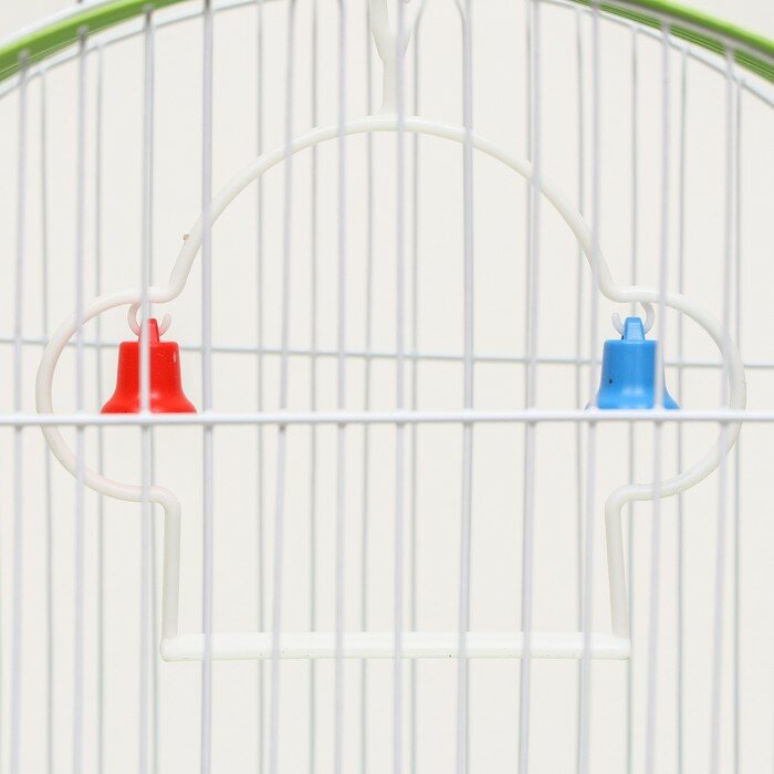 Пижон Клетка для птиц овальная с кормушками, 30 х 23 х 39 см, зелёная - фотография № 5