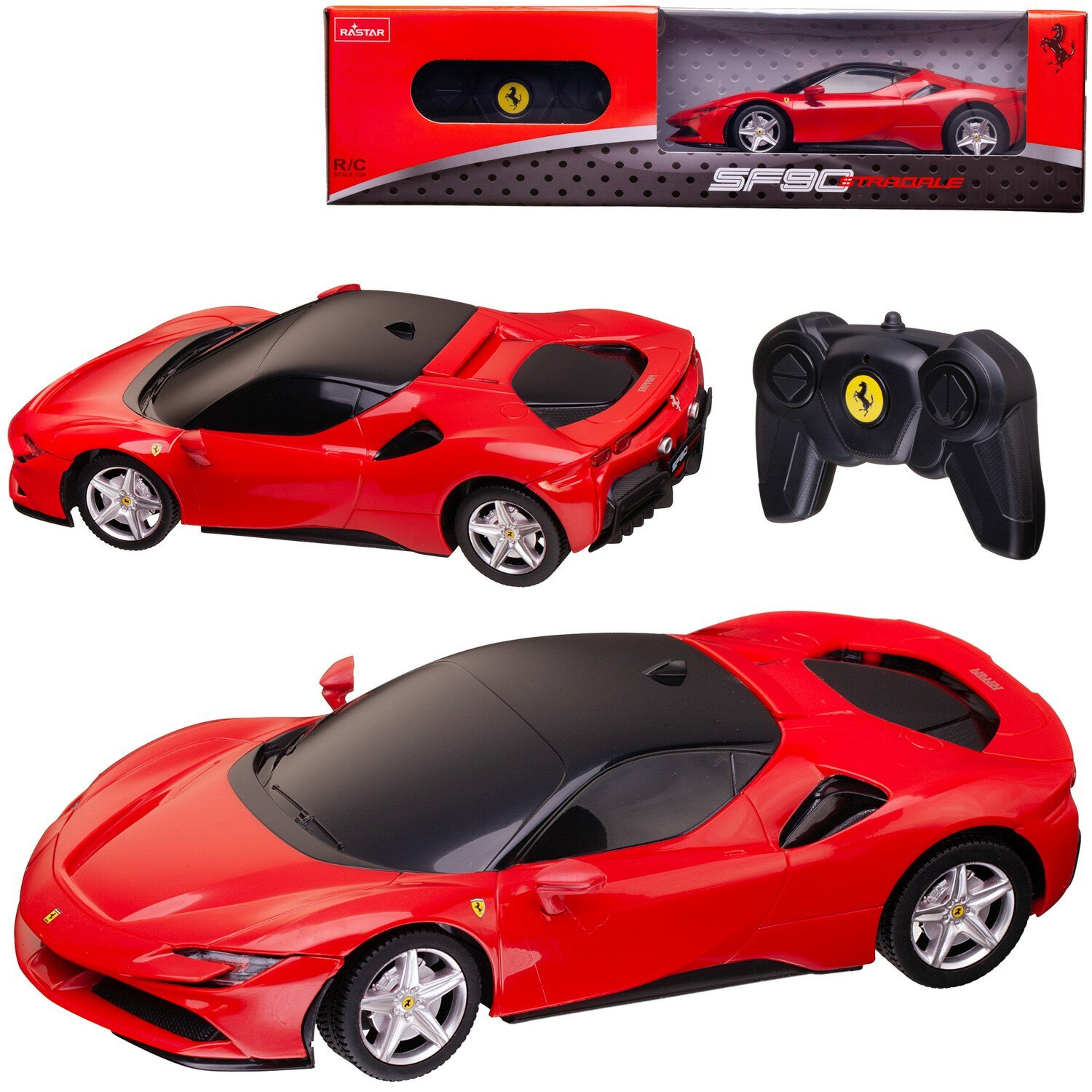 Машина р/у 1:24 Ferrari SF90 Stradale 2,4G, цвет красный, 19.5*9.6*5.3 - Rastar [97600R]