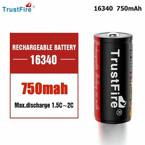 Аккумулятор TrustFire 16340 (RCR123A) 3.7V 750mAh для тепловизоров, ночных прицелов 1 шт.