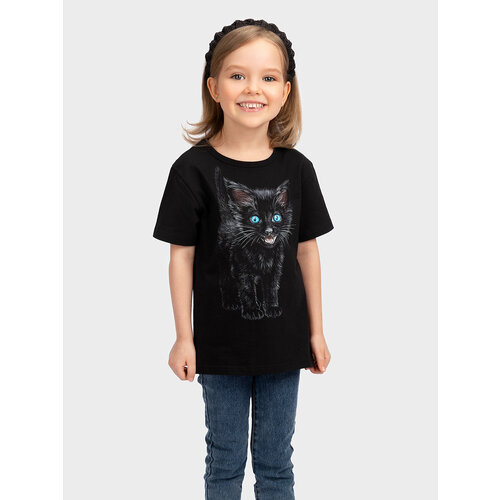 Футболка MixFix, размер 98-104, черный детская футболка котик монстр 104 синий