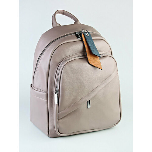 фото Рюкзак повседневный женский, кожаный, городской, на молнии, внутренний карман, регулируемый ремень, хаки ryzenbaks