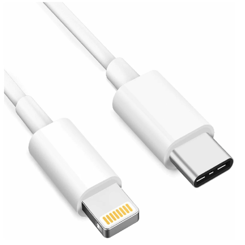 Кабель для зарядки Type-C USB to Lightning 1м белый кабель для быстрой зарядки iphone 15 samsung xiaomi type c usb to type c usb 6a 120 вт 100см белый