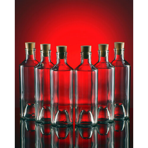 Бутылка стеклянная для воды, масла, настоек с пробкой, Боня, KHome, бесцветная, 0,5 л, 6 шт