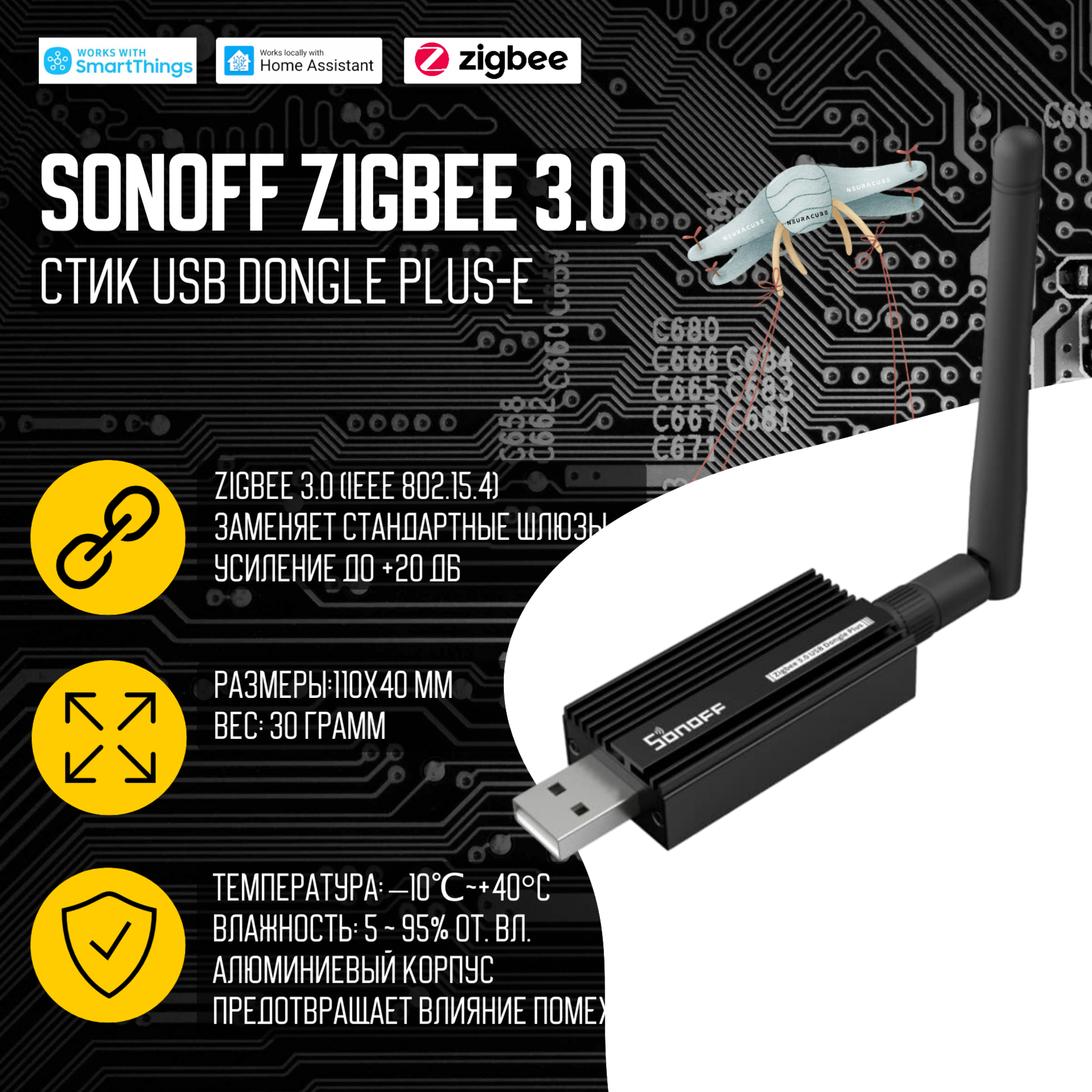 Zigbee 3.0 Стик Sonoff USB Dongle Plus-E