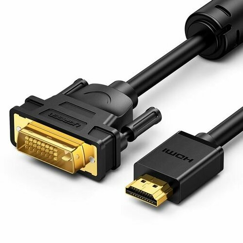 Кабель UGREEN HD106 (30116) HDMI Male To DVI(24+1) Round Cable. Длина: 1м. Цвет: черный.