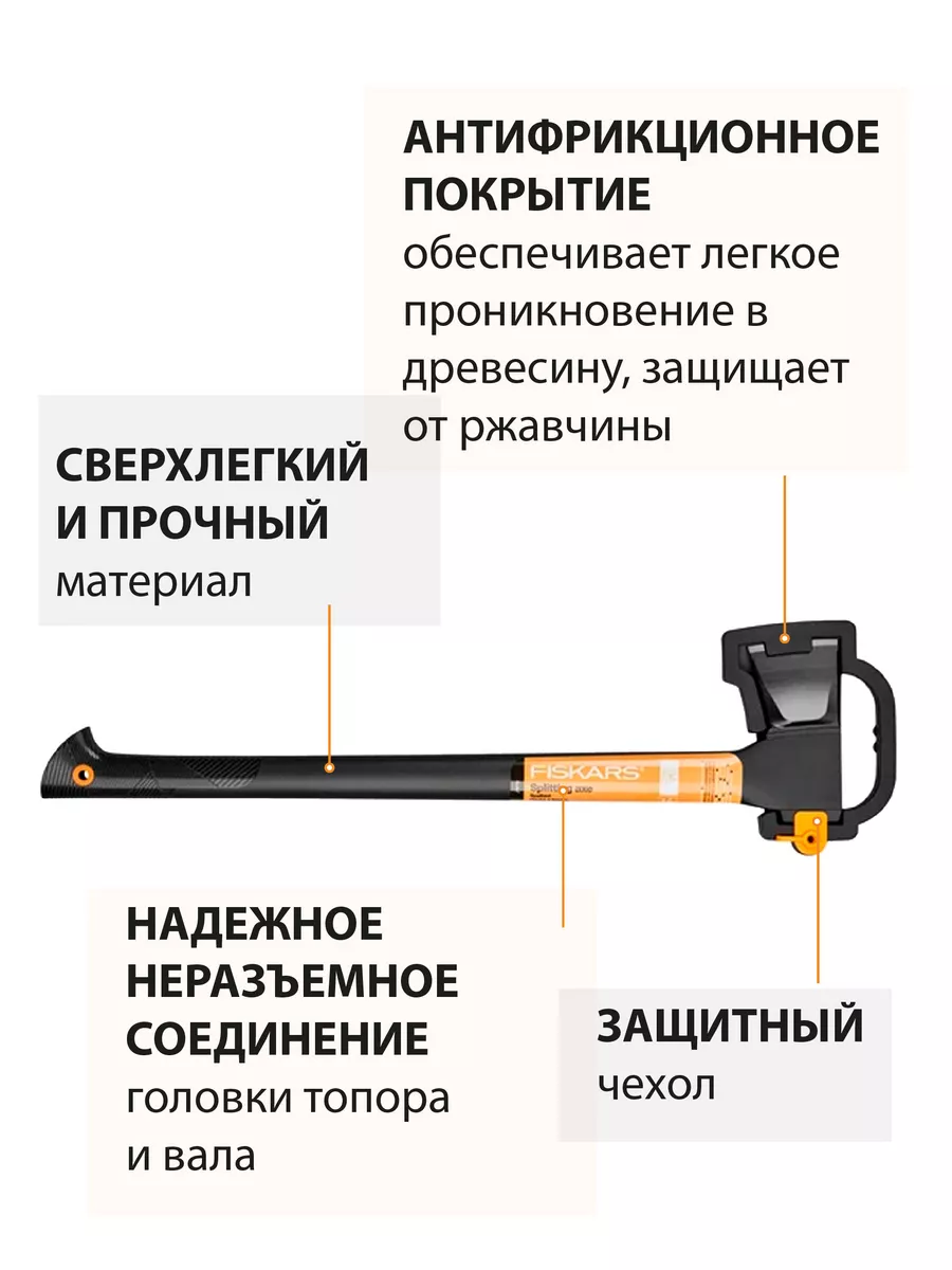 Топор Fiskars металл 75.5 см черный - фото №8