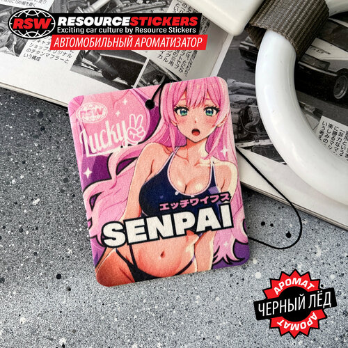 фото Ароматизатор для автомобиля senpai pink, черный лед / resource stickers