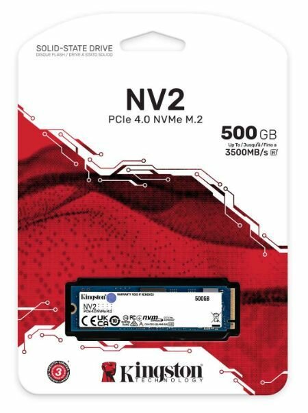 500 ГБ Внутренний SSD диск Kingston NV2 PCIe 4.0 M.2 2280 (SNV2S/500G) — фото 1