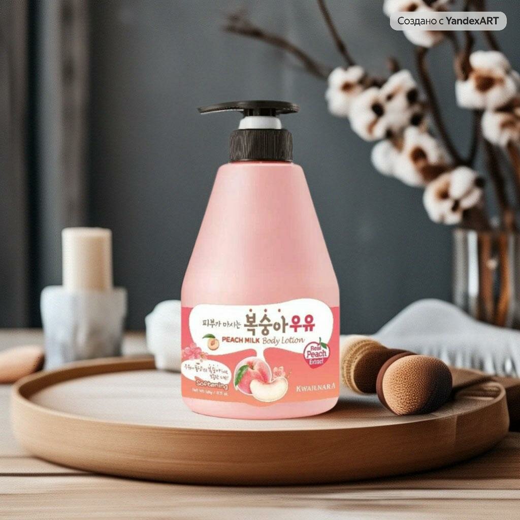 Лосьон для тела с экстрактом персика Welcos Kwailnara Peach Milk Body Lotion (560мл.)