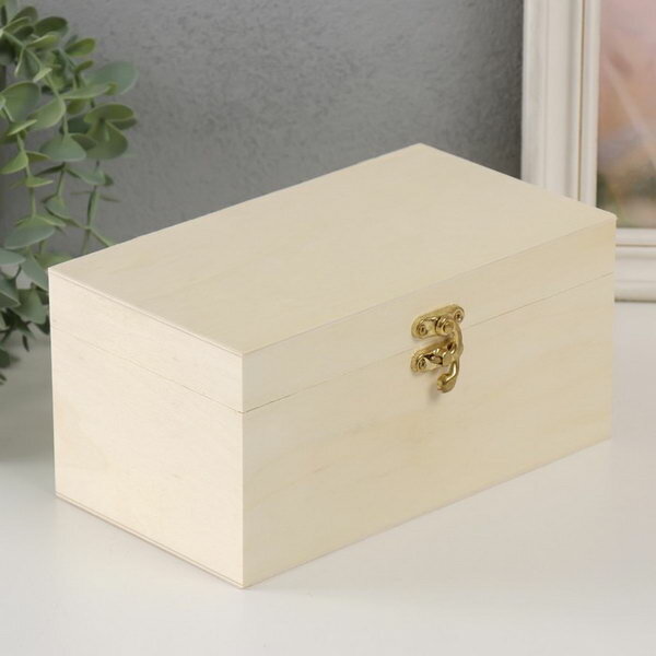 фото Шкатулка дерево под роспись с ящиком "Прямоугольная" замок крючок 20.5х11.5х10 см