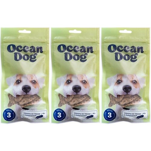 OCEANDOG Лакомство для собак крекеры , треска с морской капустой и отрубями 40г, 3 уп. oceandog лакомство для собак крекеры треска с морской капустой и отрубями 40 гр