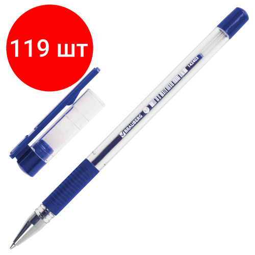 Комплект 119 шт, Ручка шариковая с грипом BRAUBERG X-Writer, синяя, узел 0.7 мм, линия письма 0.35 мм, 142403 ручка шариковая синяя writer брызги 0 7 мм