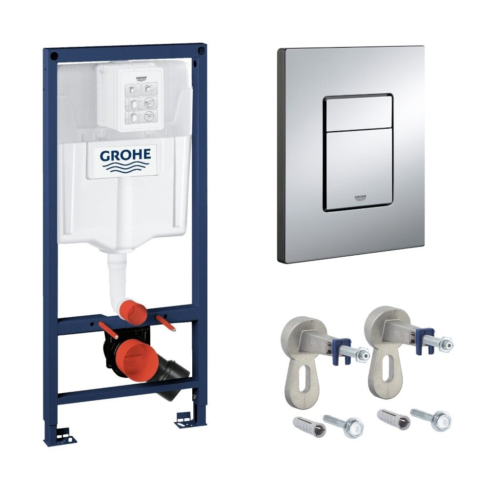 Система инсталляции для унитаза GROHE Rapid SL 3 в 1 с панелью смыва Skate Cosmopolitan, хром (NW0143/S) - фото №1