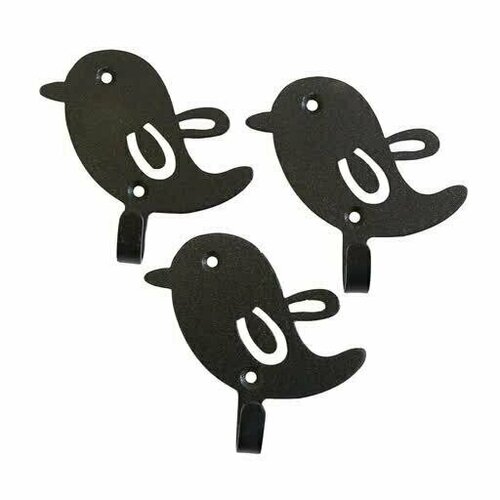 Набор крючков (3шт) Птицы, черный, металл