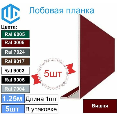 Лобовая планка кровли (100мм) Ral 3005 ( 5 шт ) 1.25м планка околооконная простая 2 м 250х75 мм 5 штук планка лобовая металлическая ral 3005 вишневый