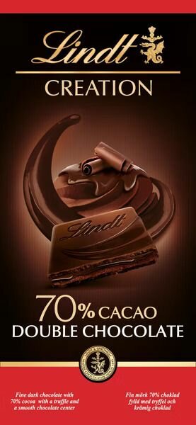 Шоколад темный Lindt Creation 70% Cacao Double Chocolate двойной шоколад 150 гр (Финляндия)