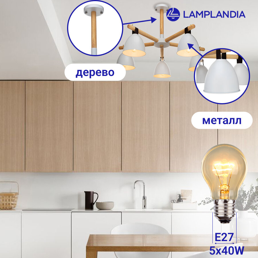 Люстра потолочная Decize L1150-5, 5 ламп, 20 м² Lamplandia - фото №5