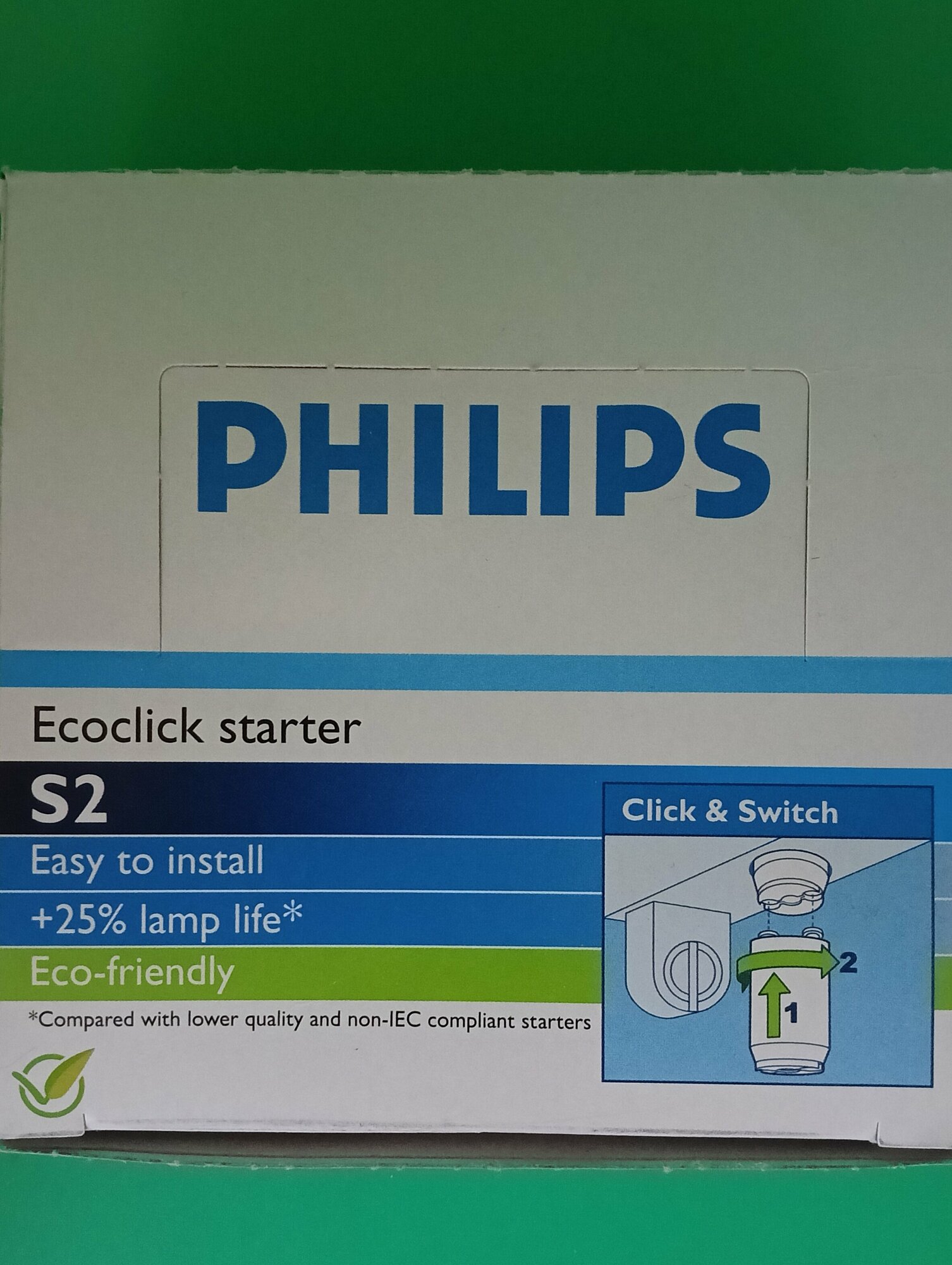 10шт Стартер Philips S2 для ламп 4-22Вт, 210/240В, 50Гц, пластик — фото 1