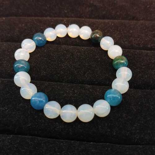 Браслет-нить, лунный камень, апатит, размер 22 см, диаметр 6.8 см, бесцветный, белый