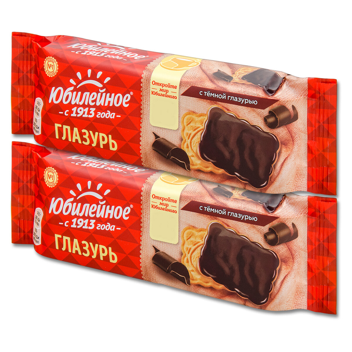 Печенье Юбилейное с темной шоколадной глазурью, 116 г, 2 уп.