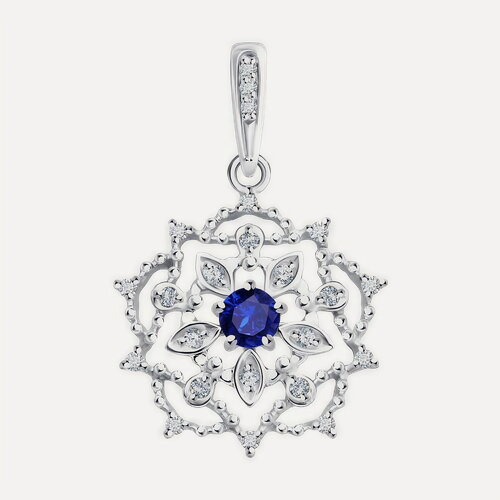 Изображение товара Подвеска, белое золото, 585 проба, бриллиант, сапфир