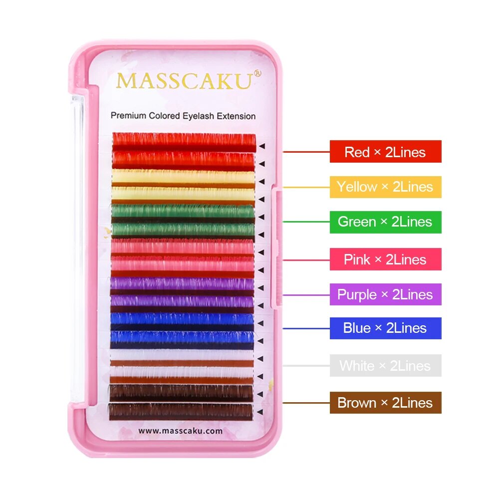 MASSCAKU синтетические ресницы для наращивания 1 шт, Mix Color Eyelash, D, 0.07 мм, 11 мм