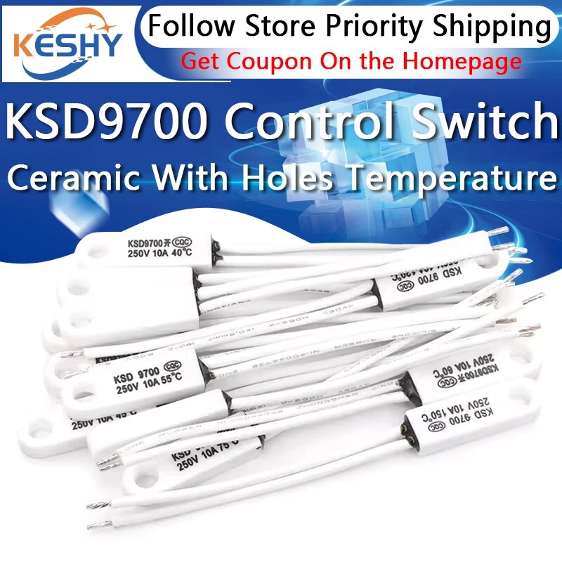Керамический термореле KSD9700 40-150°C 10A 250V, 1PCS, 60C, Нормальный открытого типа