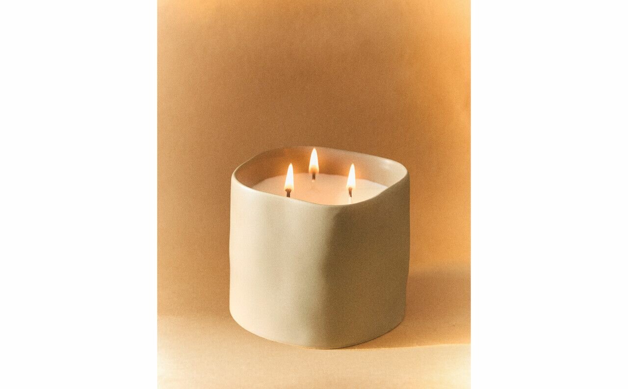 (430 Г) Ароматическая Свеча BERGAMOT & SANDALWOOD Бежевый 9 x 9.5 x 9 cm, ZARA HOME, 9414/705