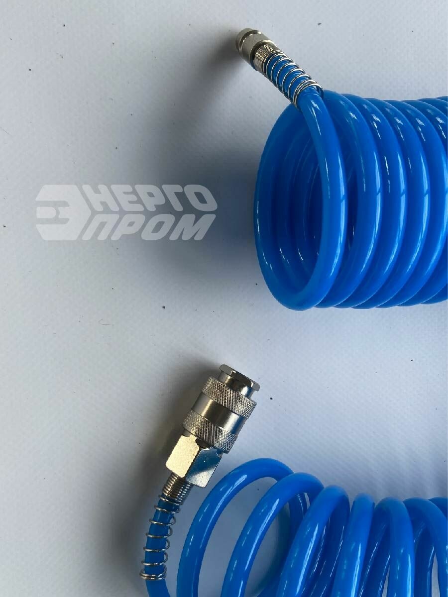 Шланг спиральный для компрессора 20м "энергопром", 8 бар, воздушный для пневмоинструмента, рапид — фото 1