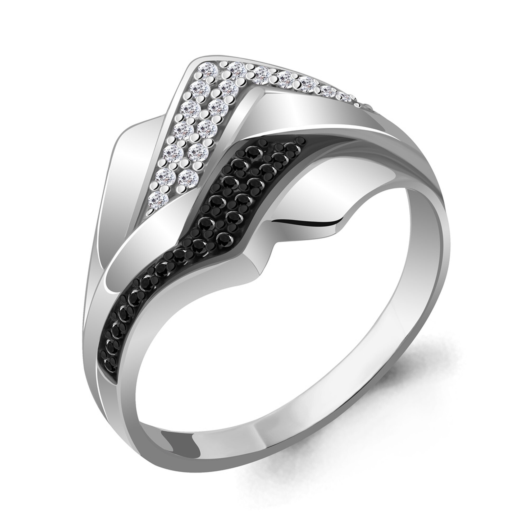 Кольцо, серебро, 925 проба, родирование, фианит, кристалл