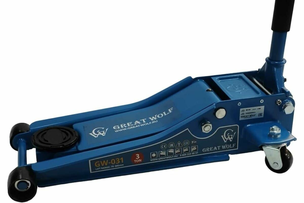 Низкопрофильный гидравлический подкатной домкрат Great Wolf 3 т 78-505 мм GW-031