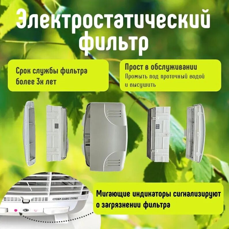Очиститель воздуха, воздухоочиститель, ионизатор, нейтрализатор запаха "Супер-Плюс-Турбо" черный — фото 1