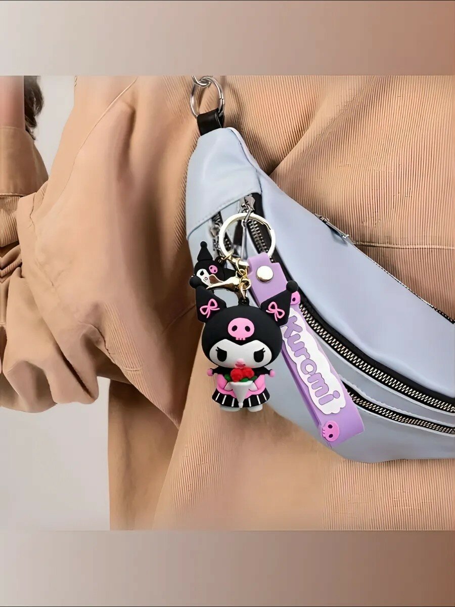 Брелок, белый, черный, розовый, красный — фото 1