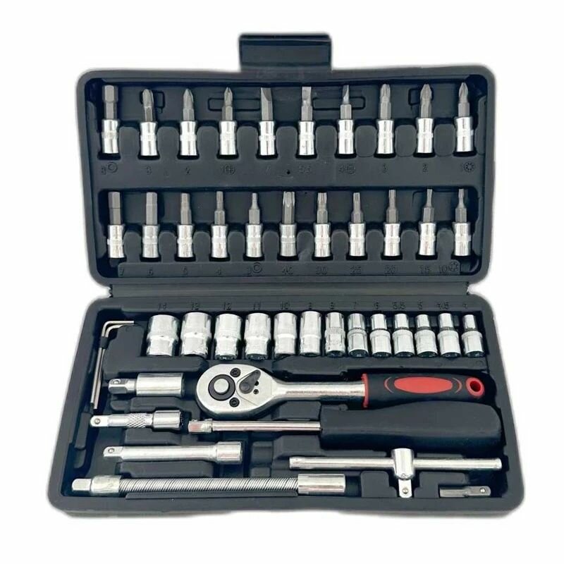 Набор автомобильных инструментов марки M-SERVICE из 46 предметов пластмассовый кейс