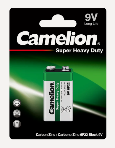 Изображение товара Батарейка Camelion 6F22-BP1G 6F22, "крона", 9 В, 190 мА. ч, 1 шт в упаковке (1672)