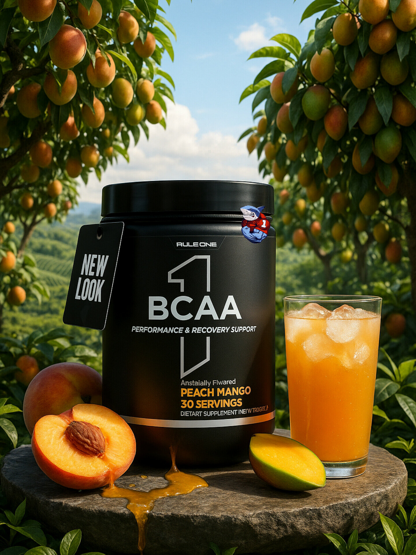Bcaa от компании Rule One 30 порций для восстановления мышц. Персик Манго — фото 1