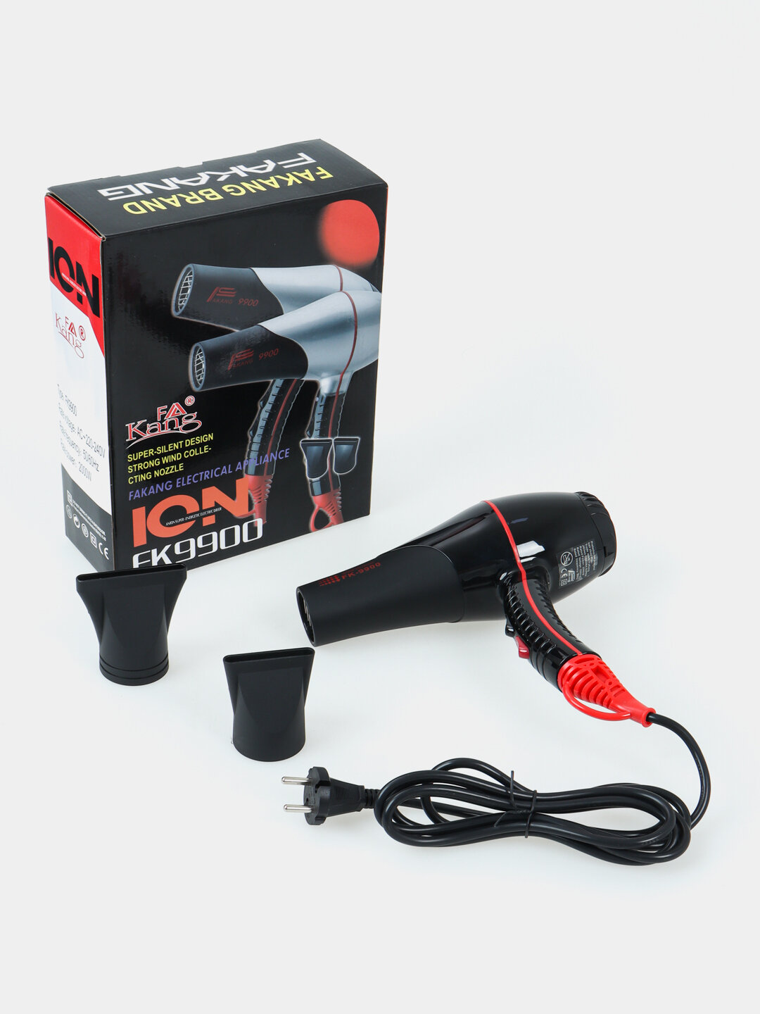 Фен FaKang ION FK-9900, 2000Вт, 2 режима, холодный воздух, ионизация, складная ручка