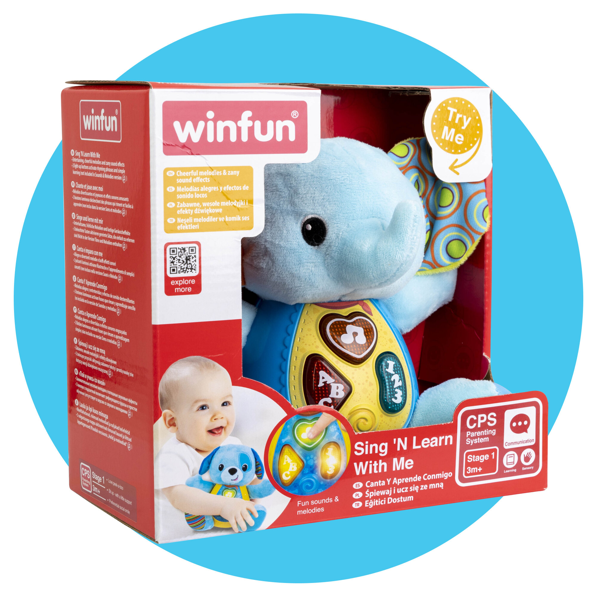 Развивающая игрушка Winfun Интерактивный слоник 16 см, звуковые и световые эффекты, учимся и играем