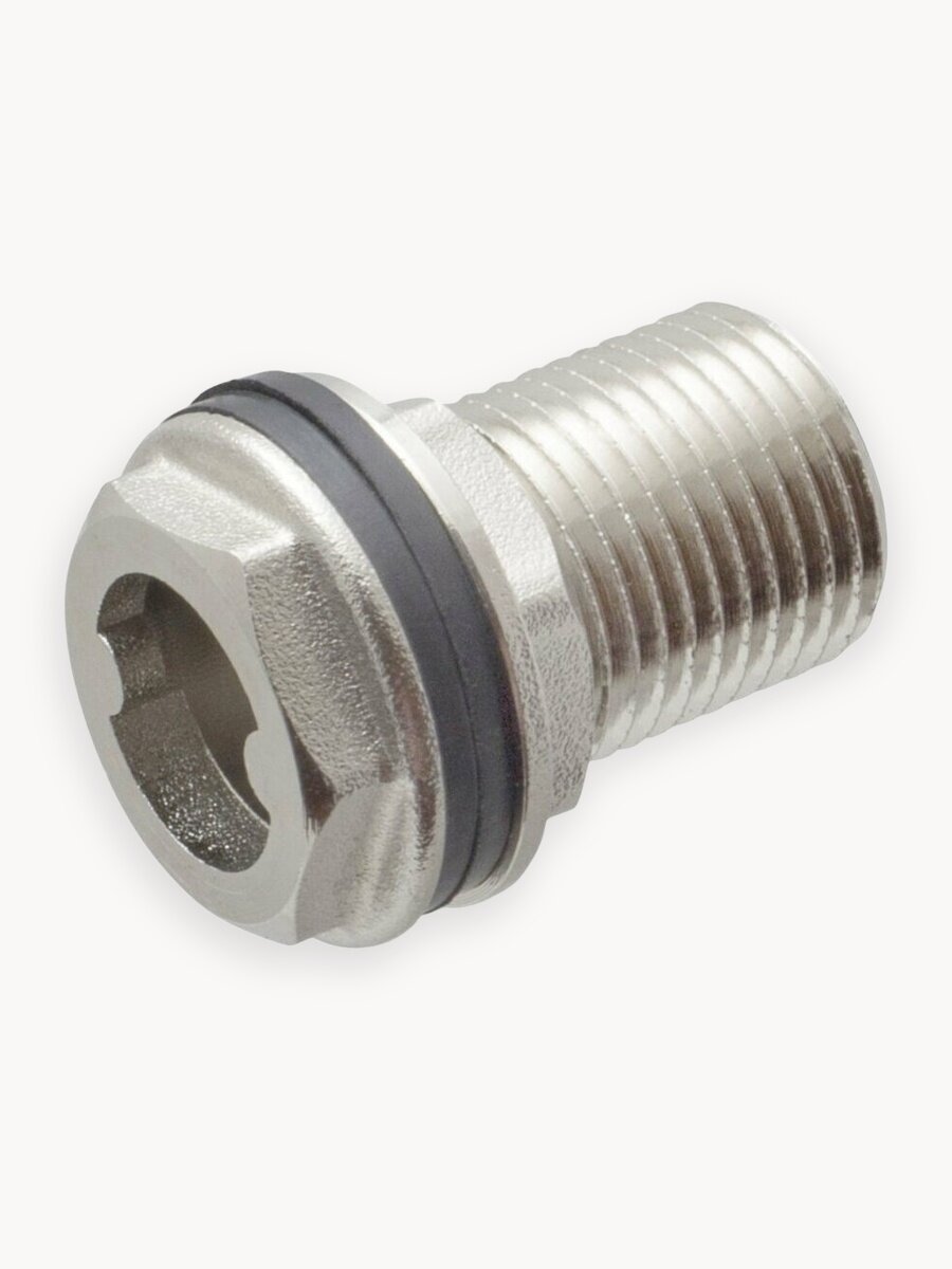 Штуцер (врезка) в бак (емкость) с прокладкой 1/2", латунь никелированная