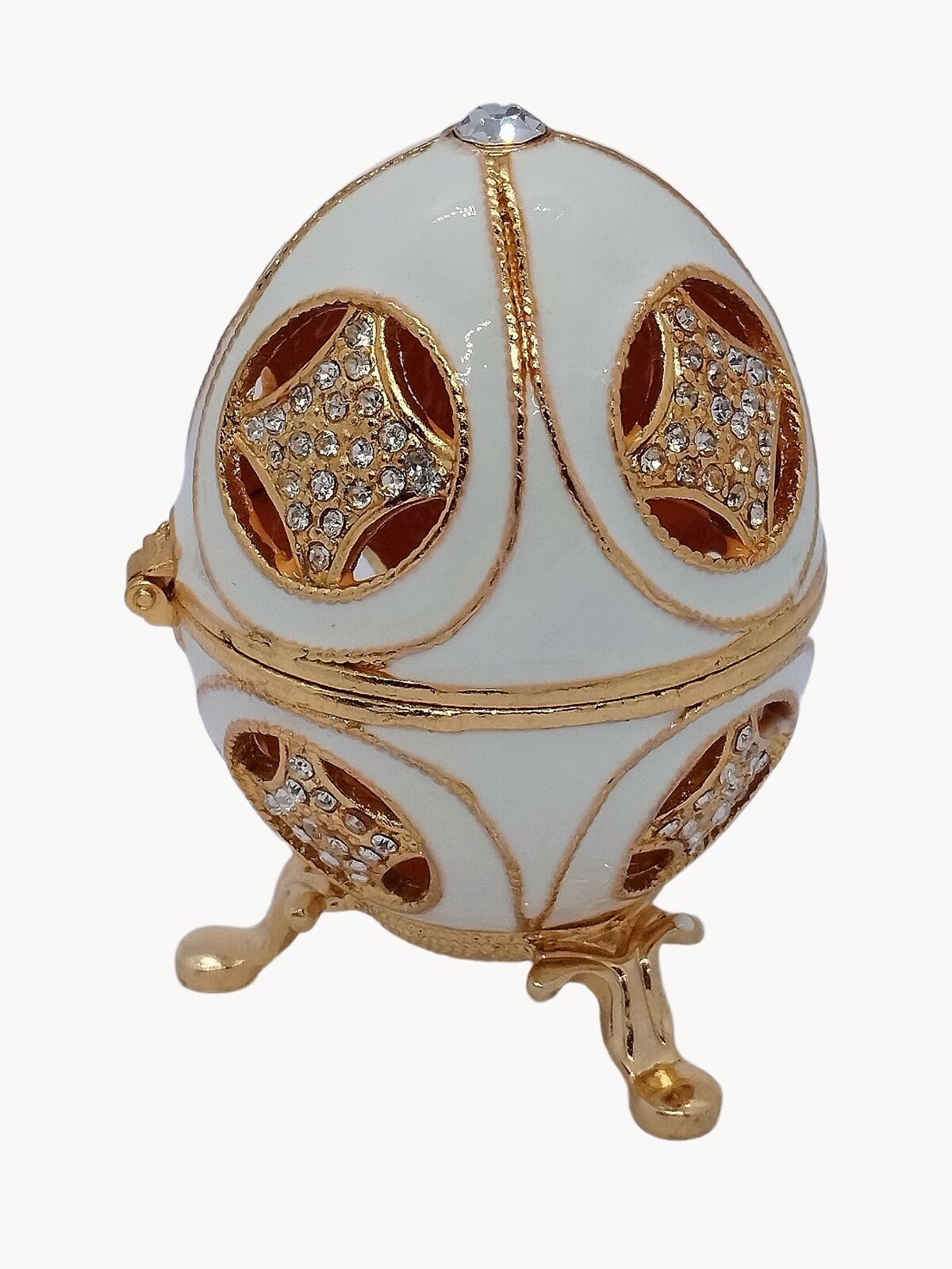 Яйцо Фаберже с орнаментом в виде кругов , белое, арт- 4194