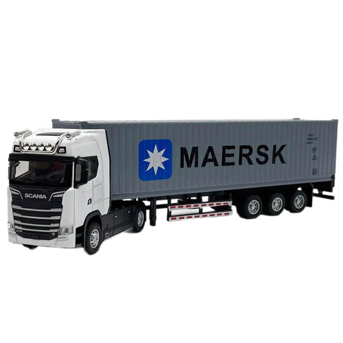 Модель грузовика тягач с прицепом-контейнером, серый , белый