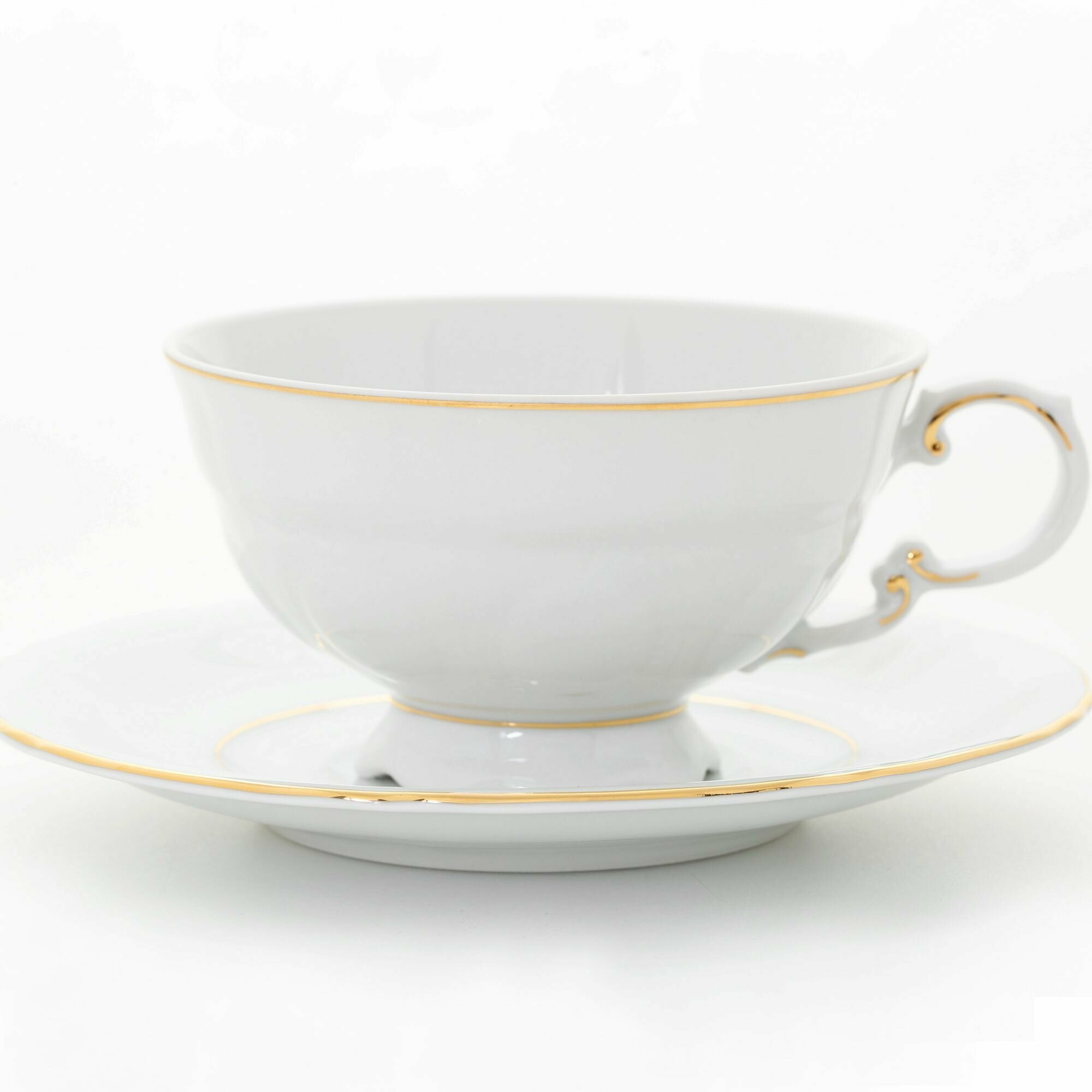 Набор чайных чашек с блюдцем Leander Соната "Золотой кант, тонкий" 200 мл, 6 шт.