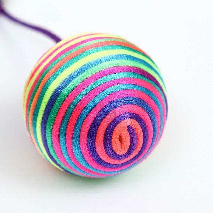 Пижон Мяч текстильный "Полосатик с хвостиком", 5,5 см, микс цветов