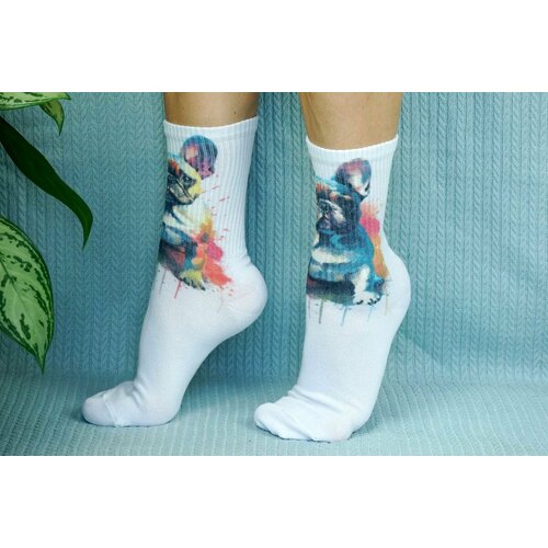 фото Носки cotton print, размер 41/45, белый, коричневый хлопковые cotton print