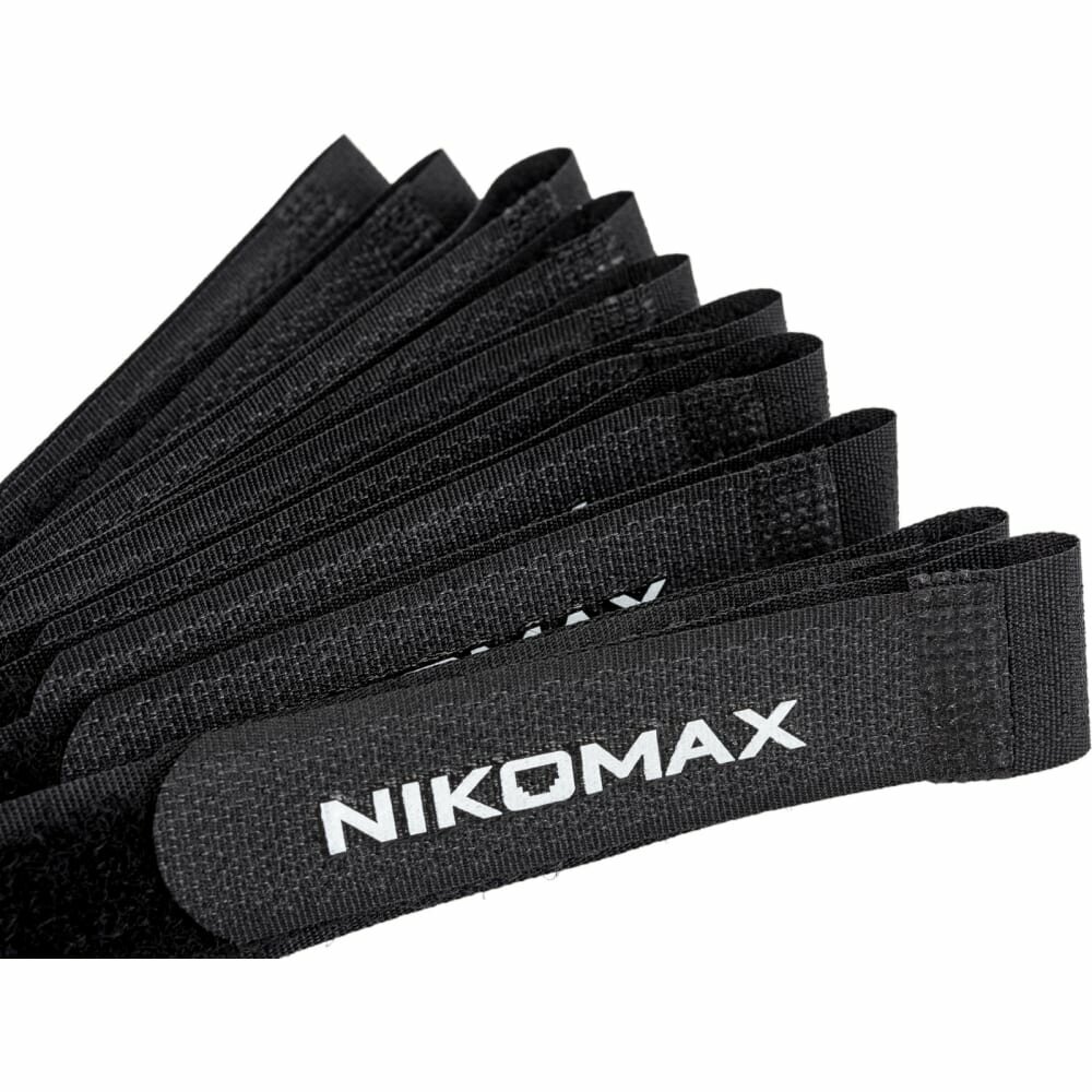 NIKOMAX Стяжка-липучка с жесткой пряжкой 290x20мм черная 10шт. NMC-CTV290-20-HB-BK-10