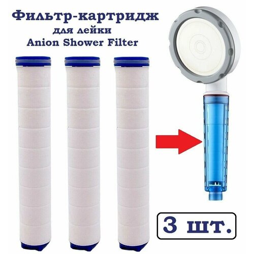 Фильтр-картридж сменный для Anion Shower Filter (Blue / Silver) лейки-фильтра для душа, 3 шт комплект картриджа фильтра топливного ts fuel filter element a6540920100 mercedes benz