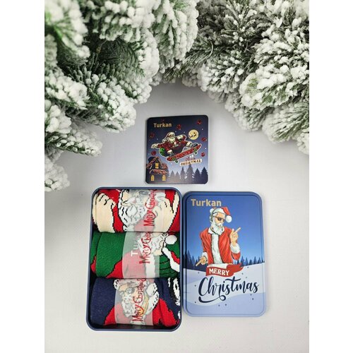 фото Носки turkan, 3 пары, размер 41-46, зеленый, синий, красный, голубой, черный, оранжевый