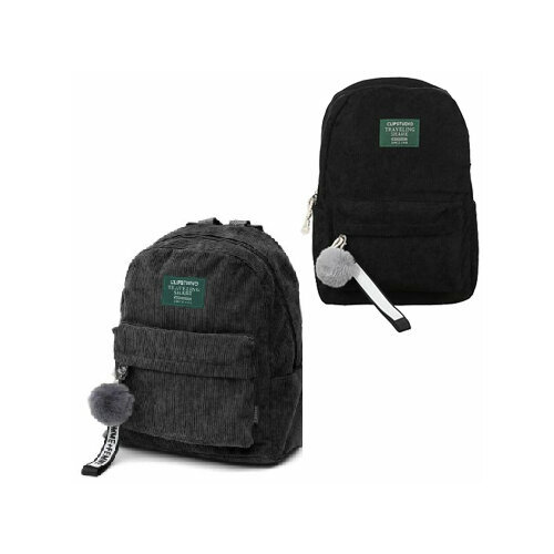 Рюкзак мягкий Sanvero 40*30*12 см 1отд брелок вельвет черный ВР91001