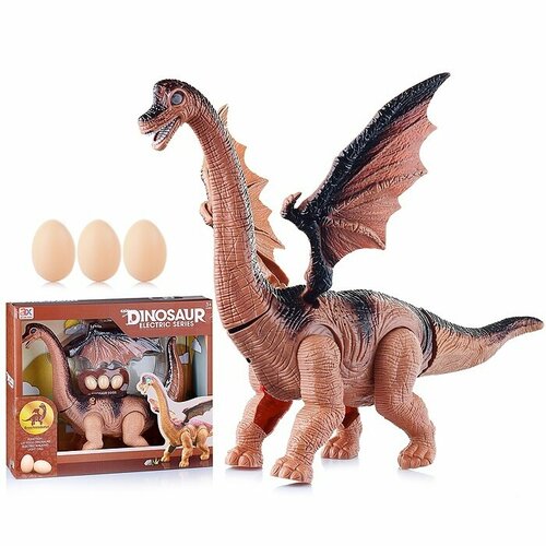 игрушка динозавр на батарейках в коробке Интерактивный динозавр Oubaoloon 3 яйца, на батарейках, в коробке (873A)